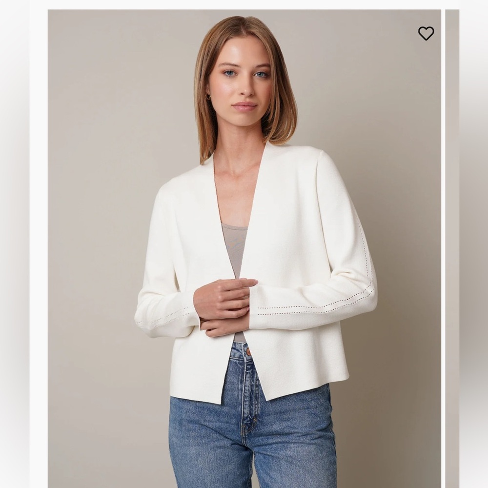 Cyrus White Short Open Cardigan Sweater